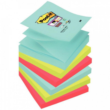 BLOC REPOSITIONNABLE 76X76 COULEUR ASS 90F PQT6 COSMIC Z-NOTE POST-IT SUPER STICKY  PEFC BP948