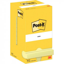 BLOC REPOSITIONNABLE 76X76 JAUNE *PQT12* 100F 23612 POST IT PEFC NOTE 654