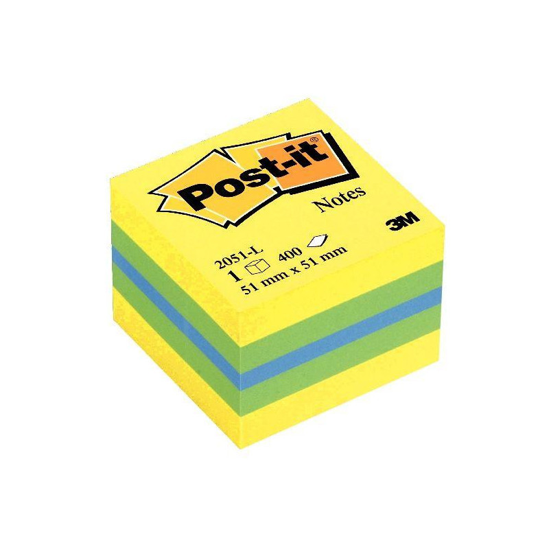 BLOC REPOSITIONNABLE  MINI CUBE POST-IT 51x51 MULTICOLOR REVE 3M 55800