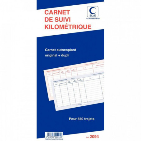 BLOC SPIRALE "CARNET DE SUIVI KILOMETRIQUE" 502 297x140 ELVE 2094