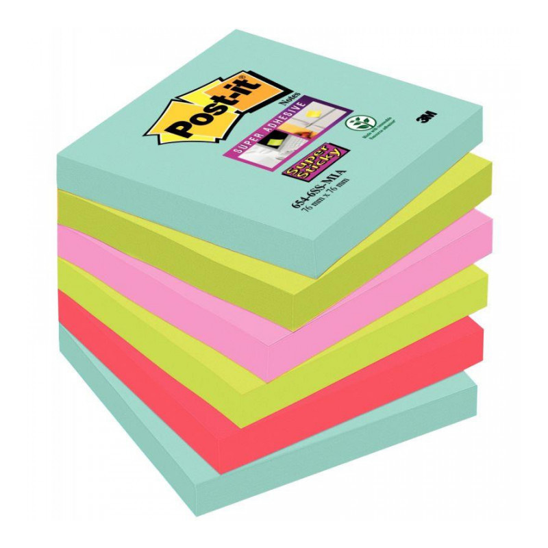 BLOCS *PQT6**BP946*POST-IT SUPER STICKY MIAMI 76x76MMDE 90F. BP946