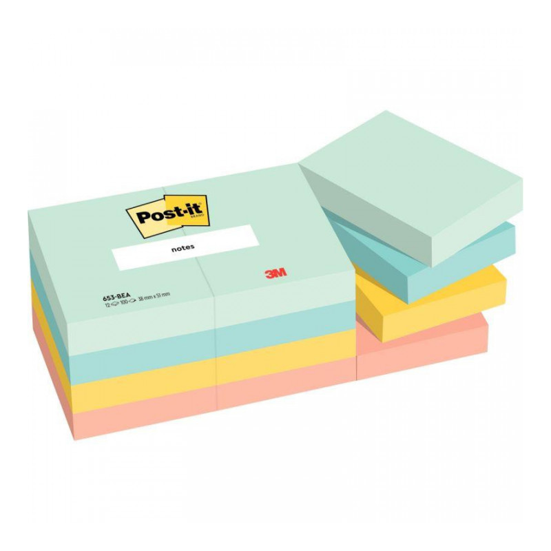 BLOCS REPOSITIONNABLE 38X51 COULEUR  ASSPQT12**POST-IT BEACHSIDE