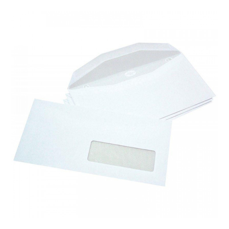 BOÎTE DE 1000 ENVELOPPES BLANCHES 114X229 80G/M² FENÊTRE 35X100 DE MISE SOUS PLI