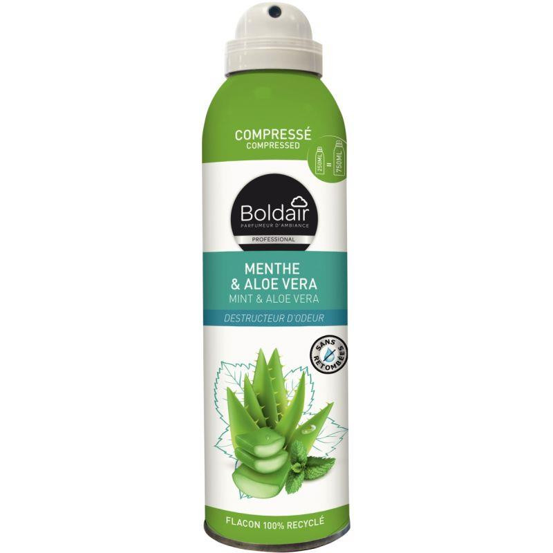 BOMBE DÉSODORISANT D''INTÉRIEUR COMPRESSÉ 250ML MENTHE ET ALOE VERA