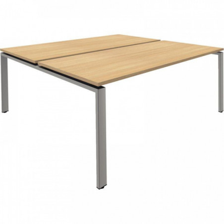 BUREAU 2 PLATEAUX PARTAGES FAB FR SUR STRUCT.PART.FIXE DÉPART L120CMXP165 PLATEAU CHÊNE CLAIR / PIET. ALU  GAR 5ANS