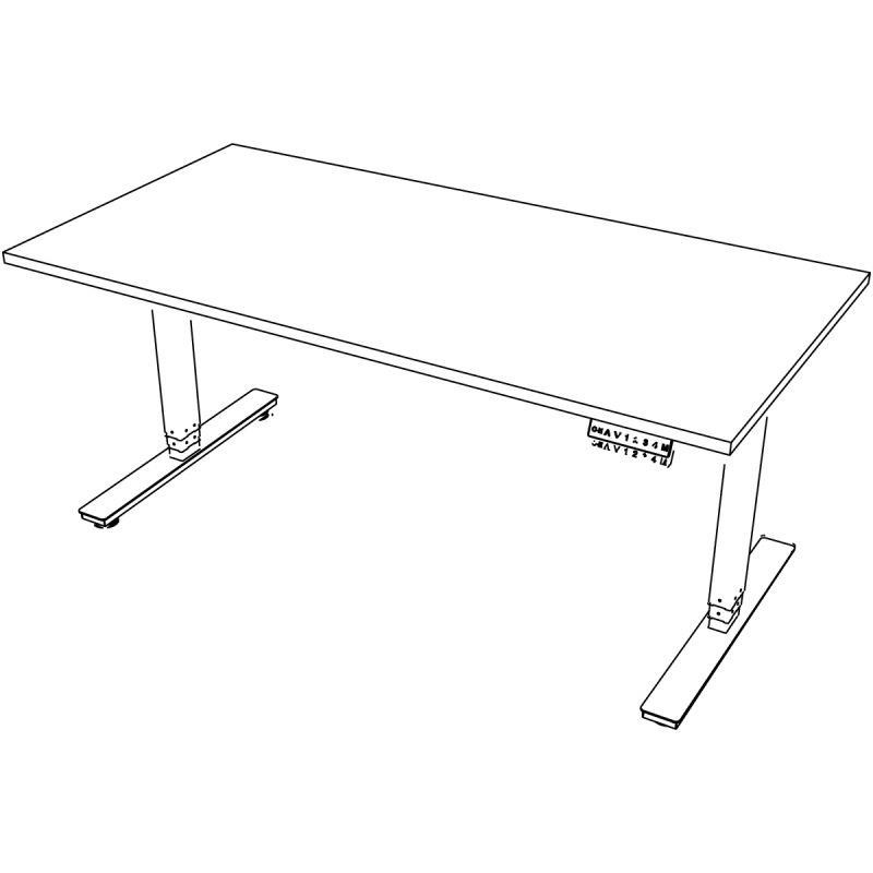 BUREAU INDIVIDUEL SLADE L160XP80CM PLAT.25MM CHENE BRUNSWICK/PIÈT.MET.NOIR regl.haut.électriq.décor traité antireflet class.au f