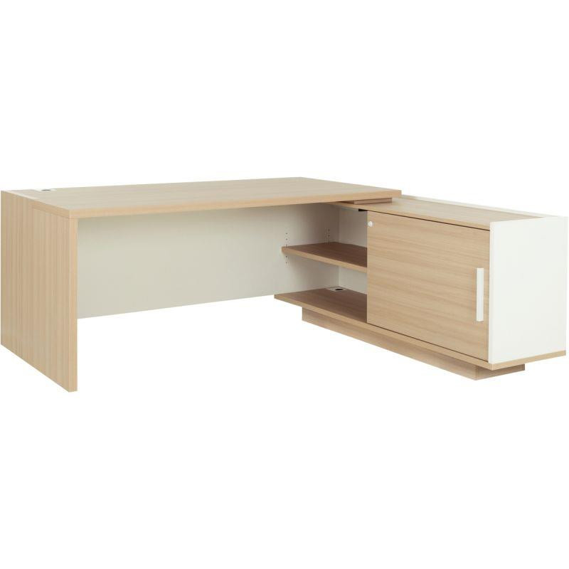 BUREAU RETOUR DROITE BRABANT FAB FR L180/198XH75XP90/180CM AVEC RANGEMENTS CHÊNE STRUCTURÉ/BLANC GAR 5 ANS