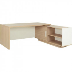 BUREAU RETOUR DROITE BRABANT FAB FR L200/218XH75XP90/180CM AVEC RANGEMENTS CHÊNE STRUCTURÉ/BLANC GAR 5 ANS