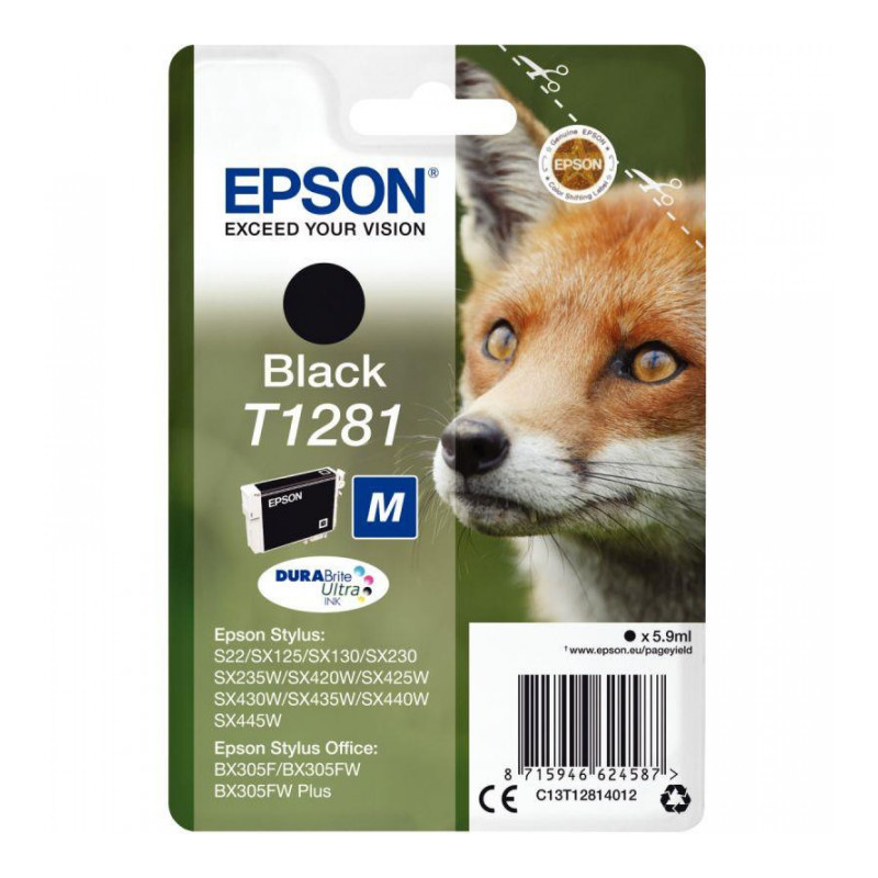 C13T128140 CART P/EPSON T1281 J.E PR STYLUS SX420W-SX130 NOIR 185 PAGES EPSON