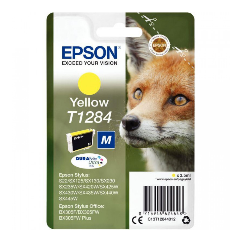 C13T128440 CART P/EPSON T1284 J.E PRSTYLUS SX420W-SX130 JAUNE 260 PAGES EPSON