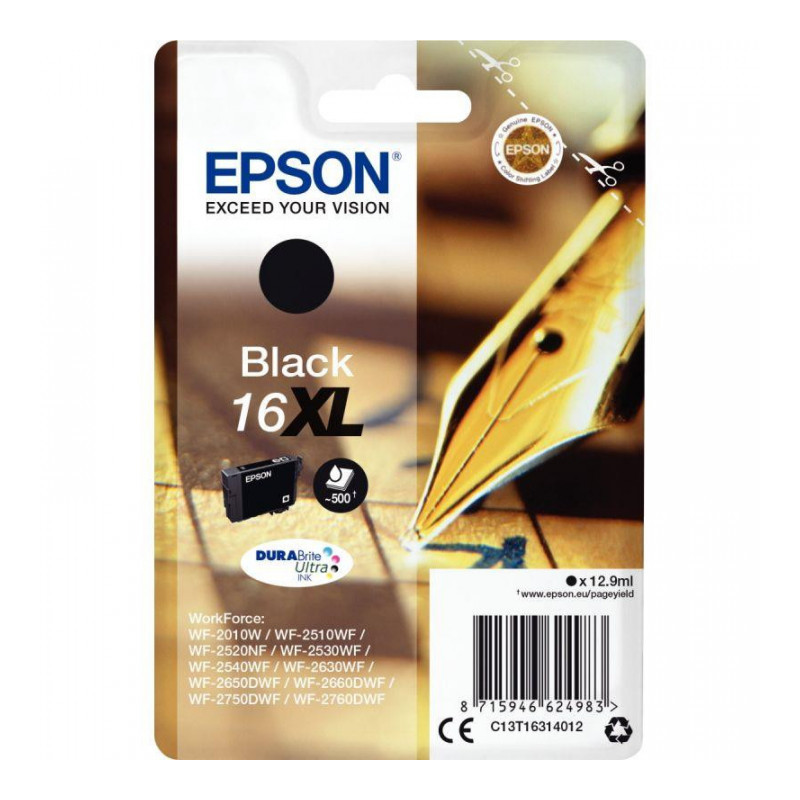 C13T16314010 CART NOIRE P/EPSON 'Stylo à plume' - Encre Durabrite  (16XL) 500P