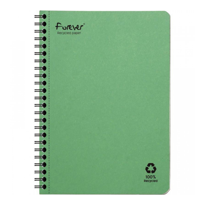 CAHIER SPIRALE A5 120P 90G  5X5  FOREVER FSC 100% RECYCLE FAB France