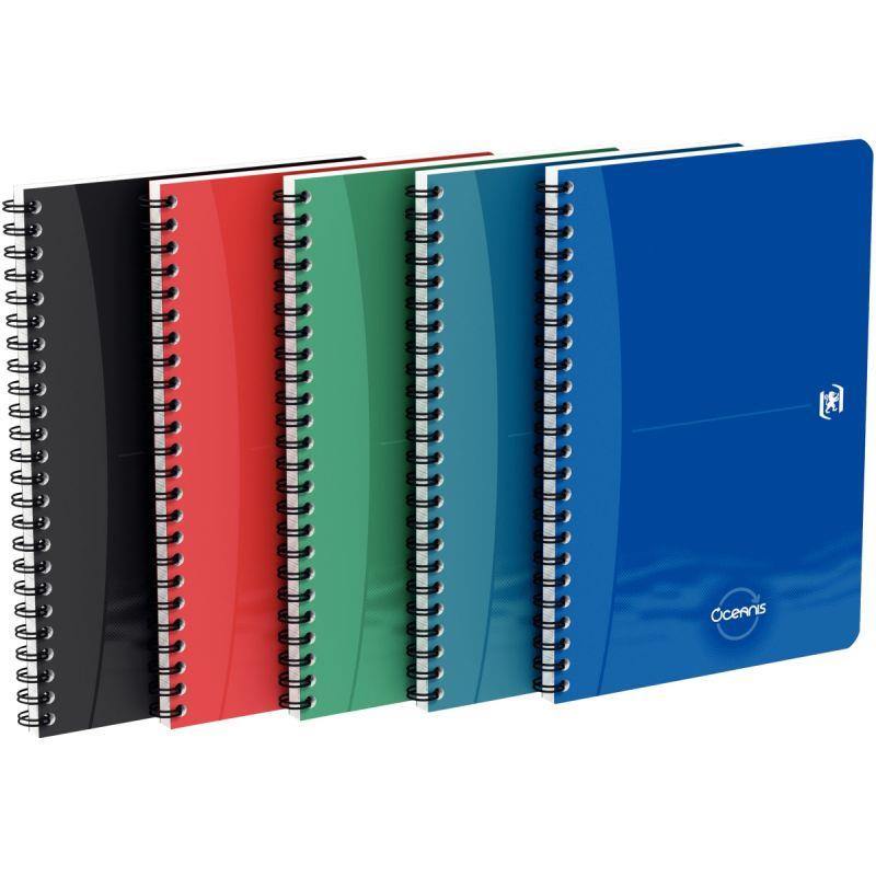 CAHIER SPIRALE A5 180P 90G  5X5  OXFORD OCEANIS  COUV PP ECOLABEL SCRIBZEE 80 % RECYCLE 100% RECYCLABLE FAB FRANCE 14.8X21