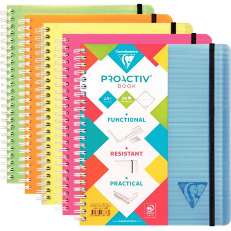 CAHIER SPIRALE A5+ 180P SEYES 90G TRIEUR 5POSIT. 180P  PROACTIV LINICOLOR PEFC FAB FRANCE