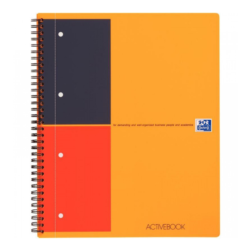 CAHIER SPIRALE ACTIVEBOOK A4+ LIGNE 160P PERF  80G COUV PP +1INTERC   OXFORD FAB France PEFC SCRIBZEE