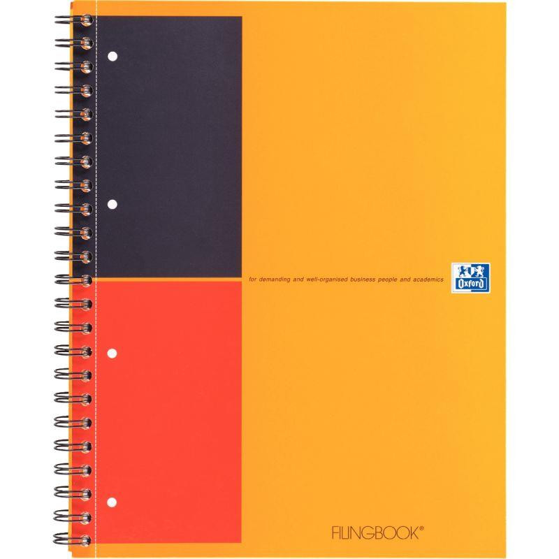 CAHIER SPIRALE FILINBOOK A4+ LIGNE 80G 200P PERF +3 INTERC + POCHETTE FAB France OXFORD PEFC SCRIBZEE