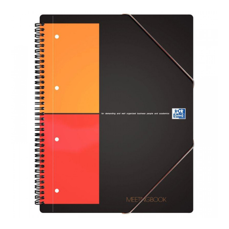 CAHIER SPIRALE MEETINGBOOK A4+ 5X5 80G 160P PERF +CHEM 3 RABATS ELAST. FAB France OXFORD PEFC SCRIBZEE