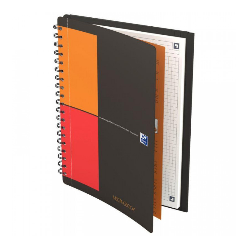 CAHIER SPIRALE MEETINGBOOK B5 5X5 80G 160P PERF +CHEM 3 RABATS ELAST. FAB France OXFORD PEFC 400080788 SCRIBZEE