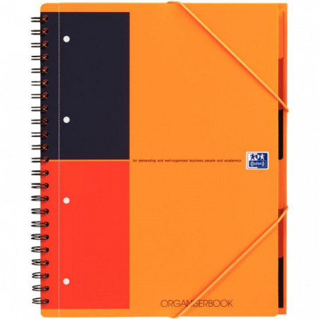 CAHIER SPIRALE -TRIEUR ORGANISERBOOK  A4+ LIGNE 160P  COUV PP +ELAST. FAB France OXFORD PEFC SCRIBZEE