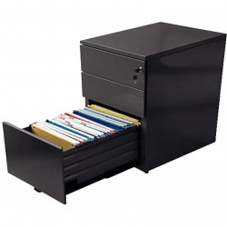 CAISSON HAUTEUR BUREAU PROFESSIONNEL P60 CM EN MÉTAL FAB FR 3 TIROIRS ANTHRACITE GAR 5ANS