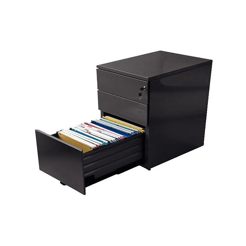 CAISSON HAUTEUR BUREAU PROFESSIONNEL P60 CM EN MÉTAL FAB FR 3 TIROIRS ANTHRACITE GAR 5ANS