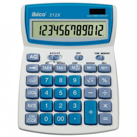 CALCULATRICE 12 CHIFFRES PROFESSIONNELLE  IBICO 212X L190XL140XEP 32 MM 2 PILES LR44 REF 642632