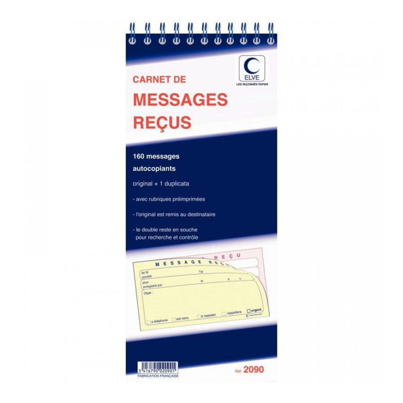 CARNET 160 MESSAGES RECUS AVEC DOUBLE