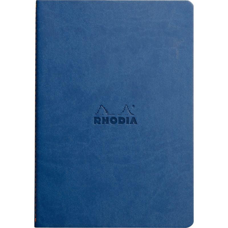 CARNET  A5 LIGNE 64P 90G IVOIRE  COUV SOUPLE BLEU SAPHIR RHODIARAMA  - PEFC