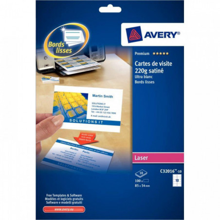 CARTES DE VISITE QUICK & CLEAN LASER JE COPIEUR 85x54 250 CARTES BLANC MAT  BTE