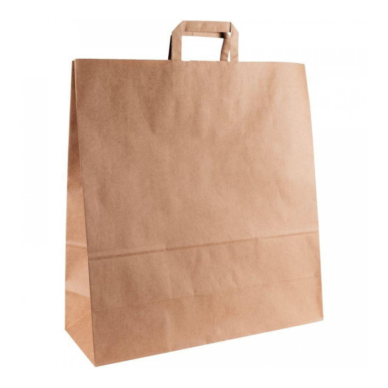 CARTON DE 100 SACS KRAFT BRUN POIGNÉE PLATES 45+17X48CM 100G/M²