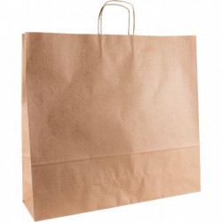 CARTON DE 100 SACS KRAFT BRUN POIGNÉE TORSADÉES 40+16X45CM 100G/M²