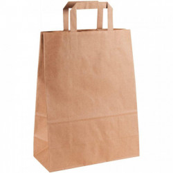 CARTON DE 200 SACS KRAFT BRUN POIGNÉE PLATE 26+12X34CM 80G/M²