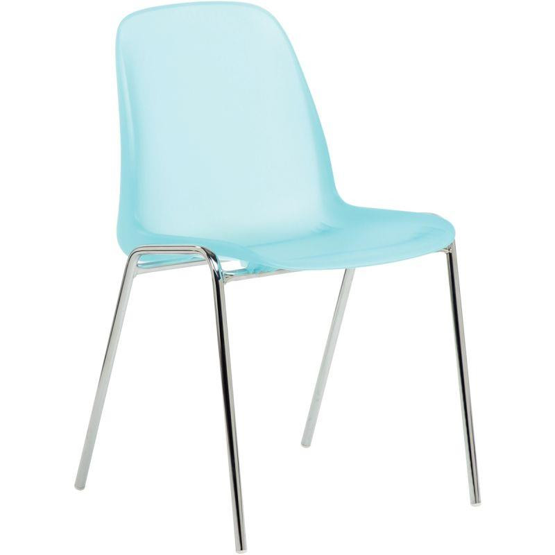 CHAISE CHARLOTTE coque polypropylene piet.chromé empilable utilisation intérieur norme EN L44XH80XP38cm GIVRÉE bleu