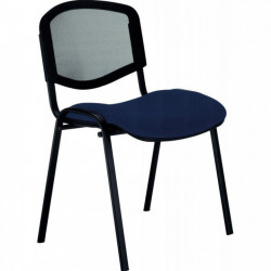 CHAISE D'ACCUEIL MESH ERGO BLEU ISO struct.interne ass.en multiplis hêtre 4 pieds époxy noir doss.résille non feu assise tissu l