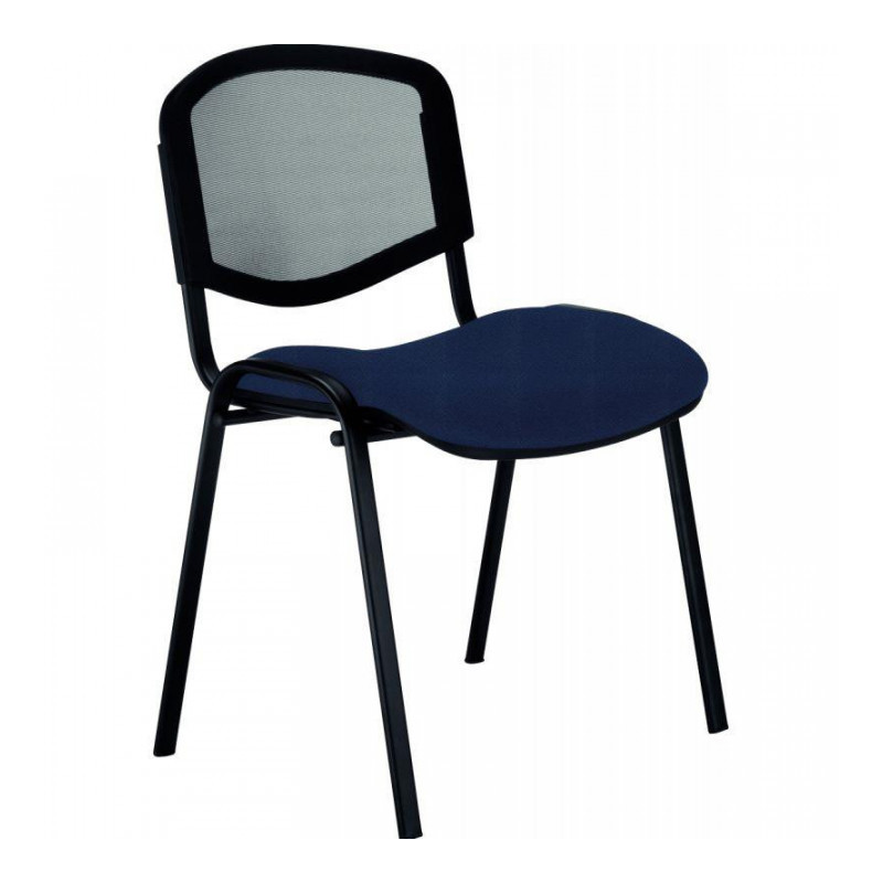 CHAISE D'ACCUEIL MESH ERGO BLEU ISO struct.interne ass.en multiplis hêtre 4 pieds époxy noir doss.résille non feu assise tissu l