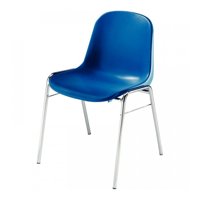 CHAISE D'ACCUEIL MONOCOQUE POLYPROPYLENE  BETA BLEU antidérapante empilable par 10 GAR. 1 AN  90KG