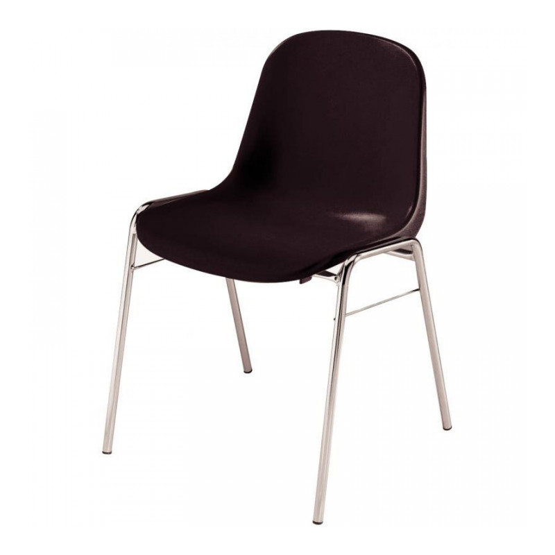 CHAISE D'ACCUEIL MONOCOQUE POLYPROPYLENE  BETA NOIR antidérapante empilable par 10 GAR. 1 AN  90KG