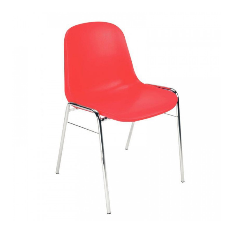 CHAISE D'ACCUEIL MONOCOQUE POLYPROPYLENE  BETA ROUGE antidérapante empilable par 10 GAR. 1 AN  90KG