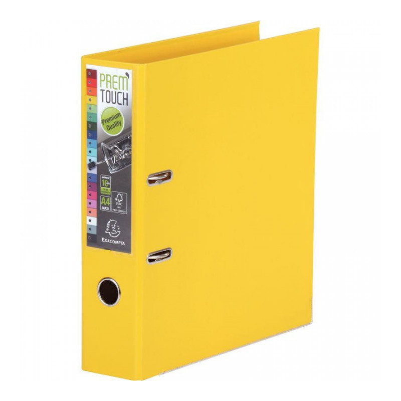 CLASSEUR À LEVIER EN PLASTIQUE PREM'TOUCH FORMAT A4 MAXI DOS 5 CM JAUNE