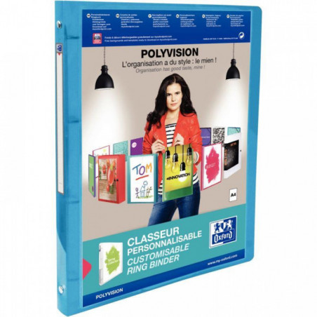 CLASSEUR PERSONNALISABLE 4 ANNEAUX DOS 20 YEKA POLYVISION BLEU ELBA 100202276