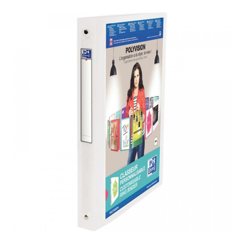 CLASSEUR PERSONNALISABLE 4 ANNEAUX POLYVISION DOS 30 INCOLORE ELBA 100201432