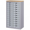 COMPTOIR 2 COLONNES 24 TIROIRS  L60,5 H106,5 P33,5 CM CORPS ALUMINIUM DESSUS DECOR HETRE