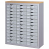 COMPTOIR 3 COLONNES 36 TIROIRS  L87 H106,5 P33,5 CORPS  ALUMINIUM DESSUS DECOR HETRE