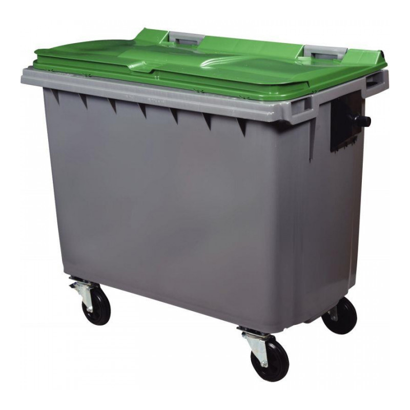 CONTENEUR 4 ROUES 660 LITRES 137X76,5X119,7CM VERT