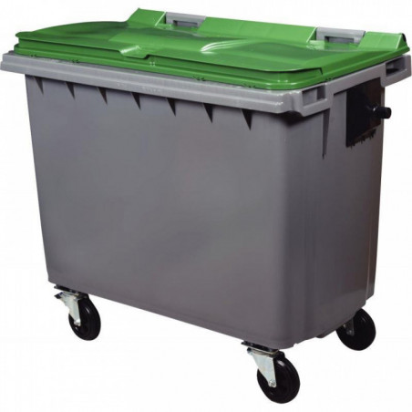 CONTENEUR 4 ROUES 660 LITRES 137X76,5X119,7CM VERT