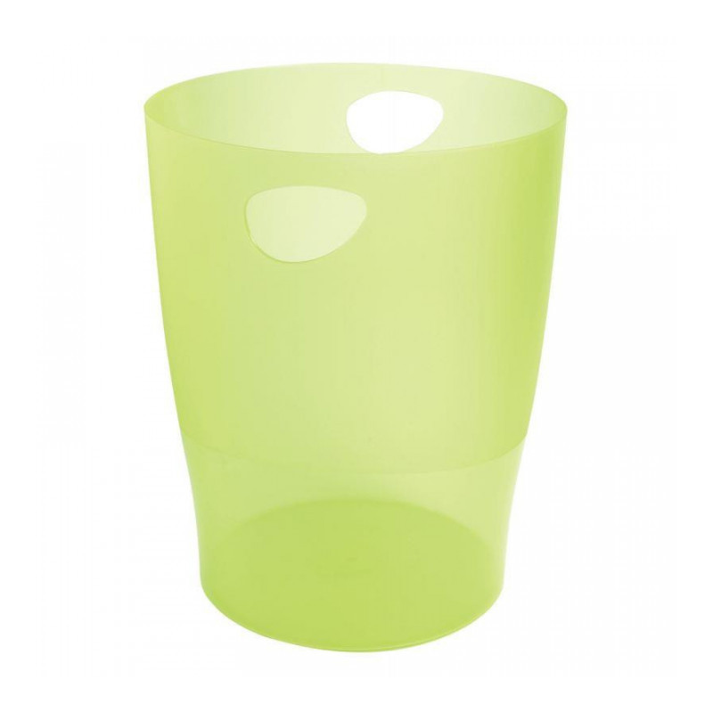 CORBEILLE VERT ANIS À PAPIER ECOBIN VERT TRANSPARENT 15L