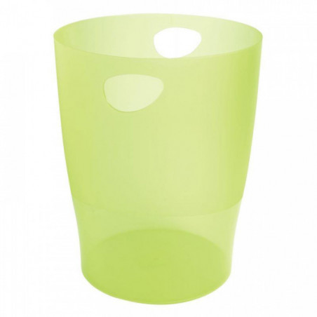 CORBEILLE VERT ANIS À PAPIER ECOBIN VERT TRANSPARENT 15L