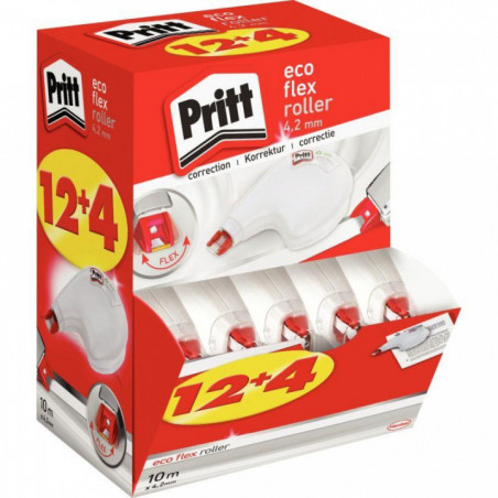 CORRECTEUR Roller ECOflex 4,2mmx10m BOX de 12 + 4 OFFERTS 100 % RECYCLE  Pritt  2330510