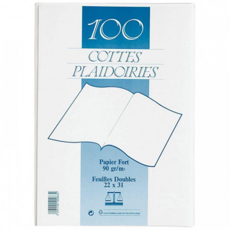 COTES PLAIDOIRIE PQT 100 FAB FRANCE  22X31CM 90G BLANC RAINEX