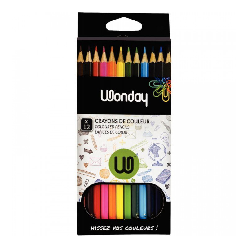 CRAYONS COULEUR *PQT12* 18cm  ASSORTIS FCG000092